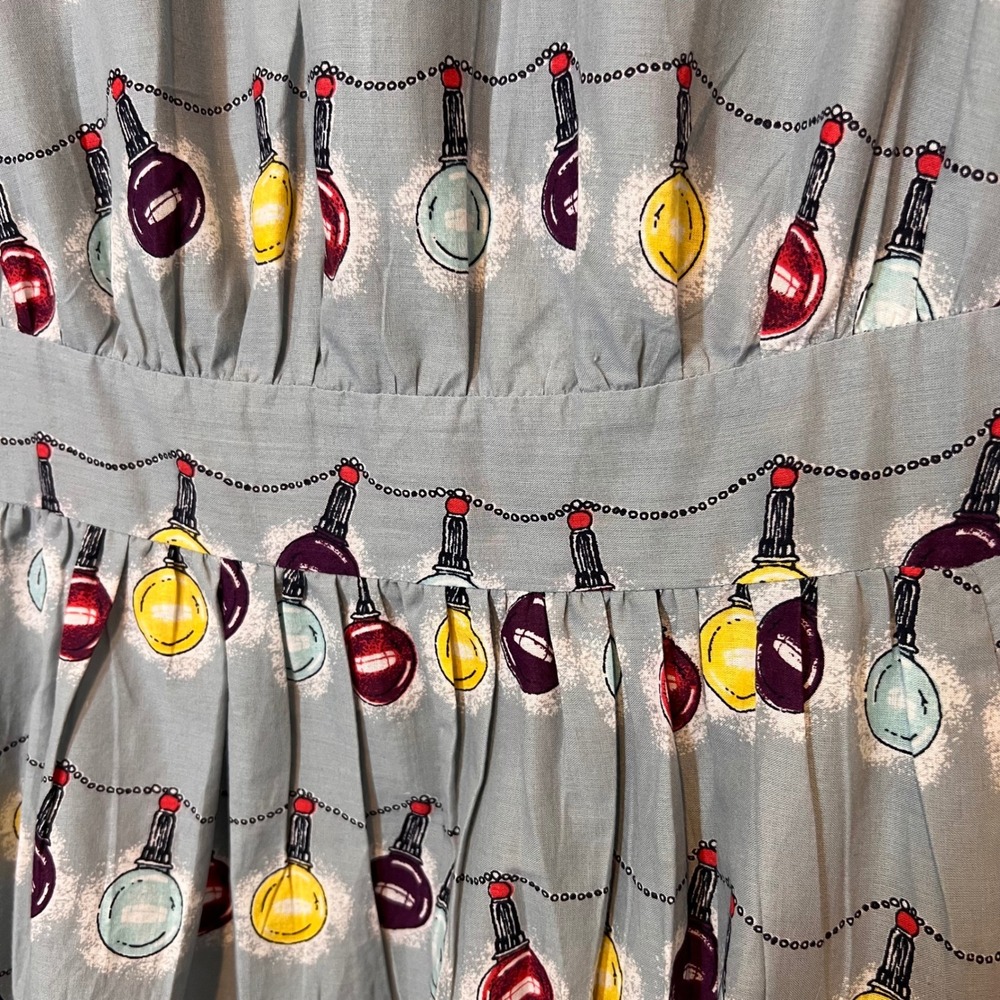 Emily‎ and Fin Lucy Dress with Holiday String of Lights Print Party Retro Small - Picture 6 of 13
